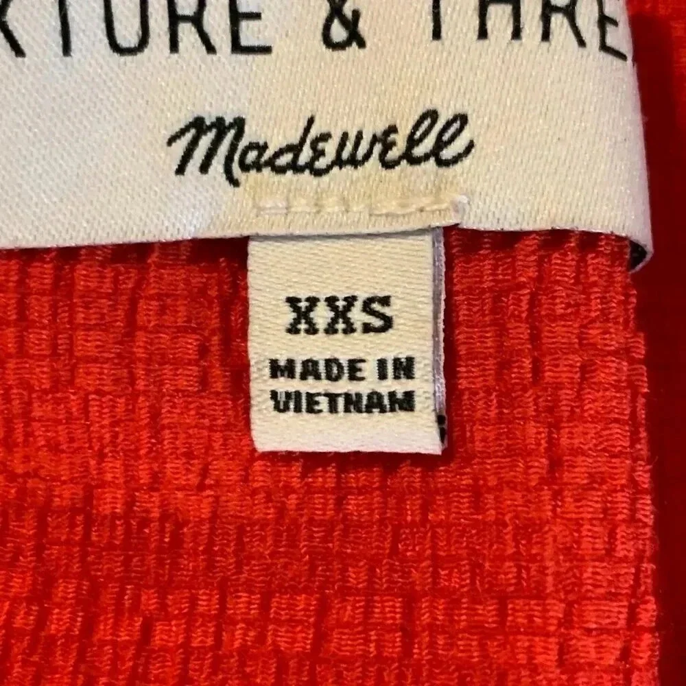 Madewell‎ Texture & Thread Women's Peasant L2939 Top Puff Sleeve Shirt Size XXS